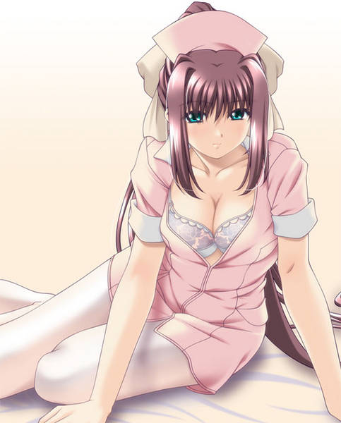 00s, 1girl, bed, bra, breasts, brown_hair, cleavage, duplicate