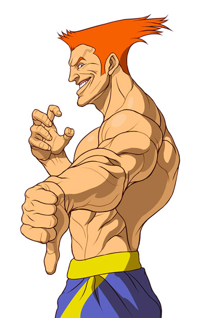 1boy, 90s, adon_(street_fighter), bosnoheya, capcom, grin, male_focus, muscle