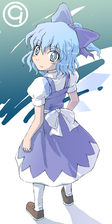 (9), 1girl, blue_eyes, blue_hair, cirno, dawy, dress, female