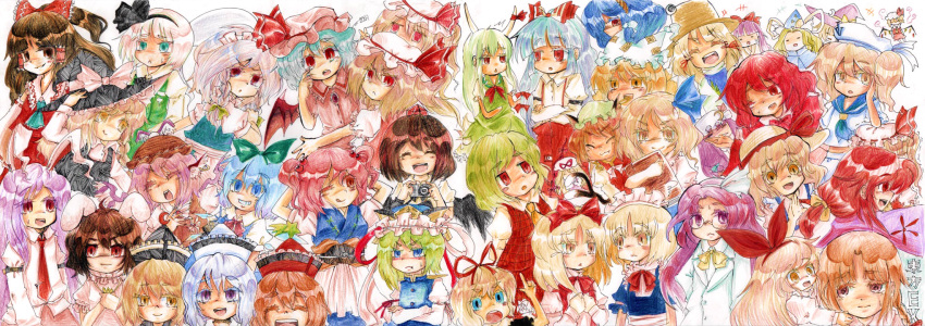 6+girls, alice_margatroid, alice_margatroid_(pc-98), animal_ears, asakura_rikako, bad_id, bow, chen