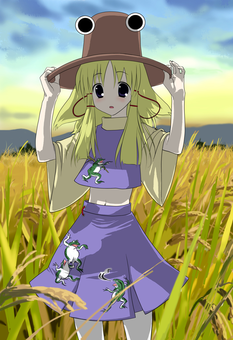 1girl, female, hat, mahan, moriya_suwako, pantyhose, solo, touhou