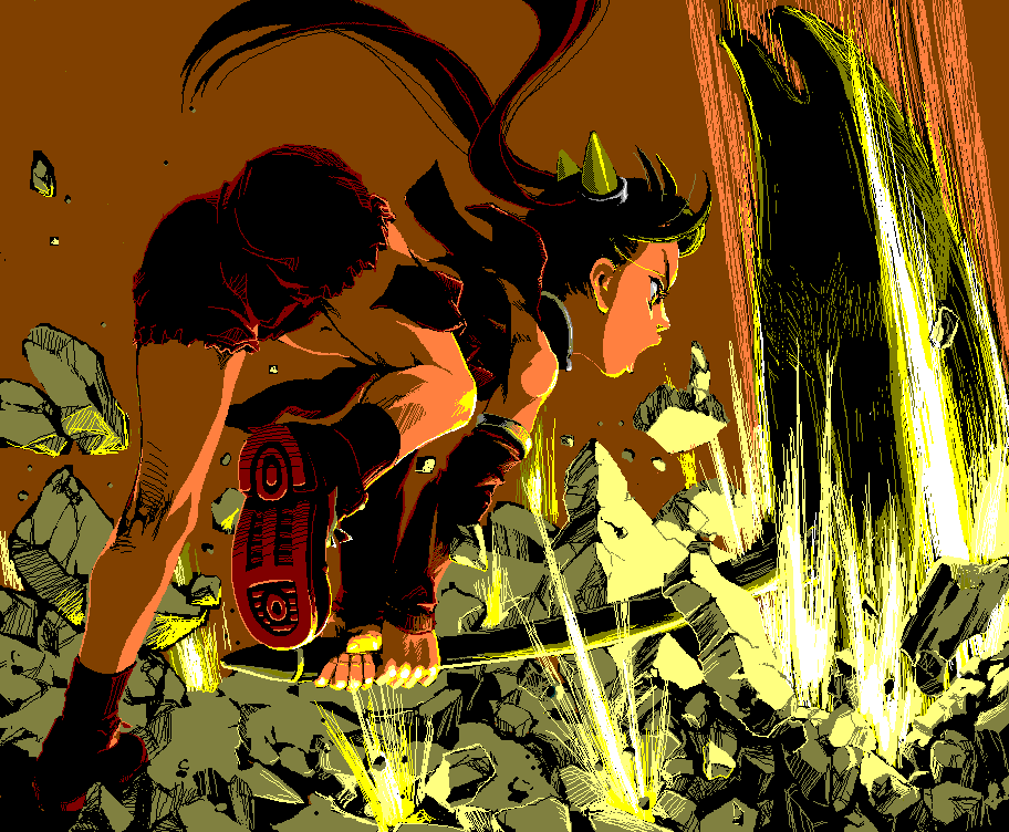 1girl, action, bent_over, black_hair, boots, brown_eyes, child, face