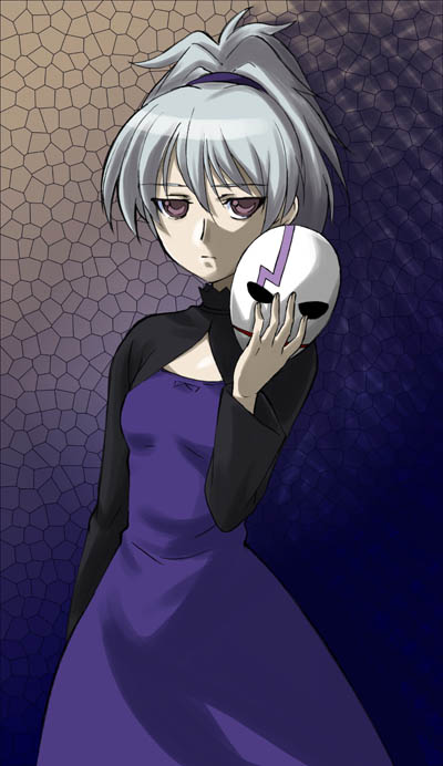 1girl, bangs, cleavage_cutout, darker_than_black, dress, expressionless, flat_chest, gradient
