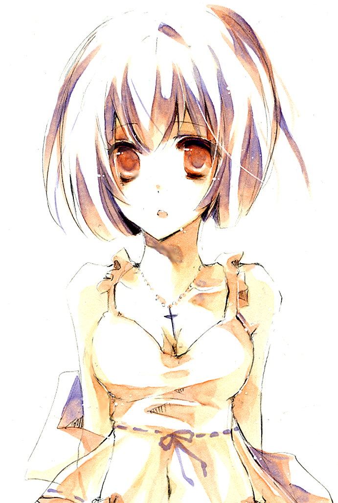 kana_(pixiv65259), kana_(sekiyou), original, red_eyes, see-through, traditional_media, white_hair