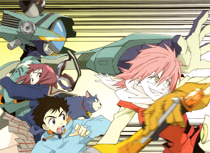 00s, bell, bell_collar, black_hair, canti, cat, collar, flcl