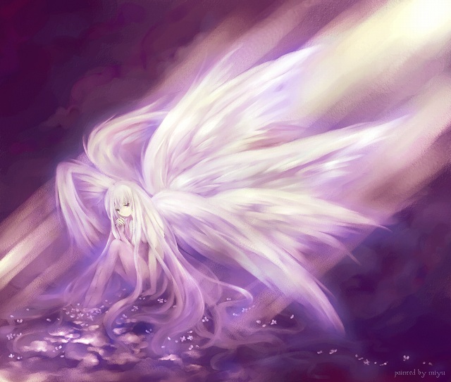 1girl, brown_eyes, long_hair, multiple_wings, nude, original, solo, very_long_hair