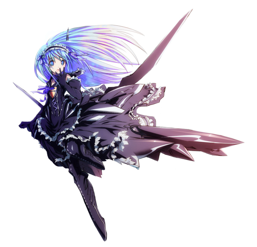 1girl, blue_eyes, blue_hair, gradient_hair, gradius, maid, mecha_musume, multicolored_hair