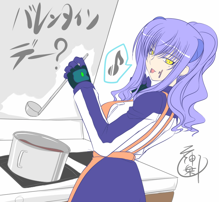 apron, cooking, hagane_soushi, long_hair, lyrical_nanoha, mahou_shoujo_lyrical_nanoha, mahou_shoujo_lyrical_nanoha_strikers, number