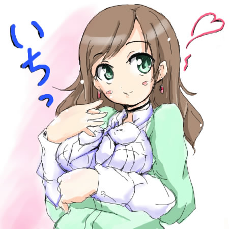 amatsuka_miharu, baby_princess, bow, brown_hair, choker, earrings, green_eyes, heart