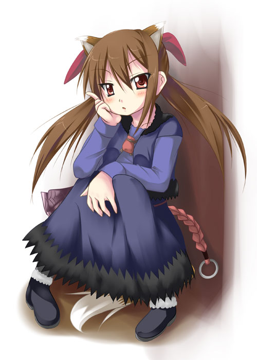 1girl, animal_ears, cosplay, holo, holo_(cosplay), lucky_star, nagamori_yamato, solo