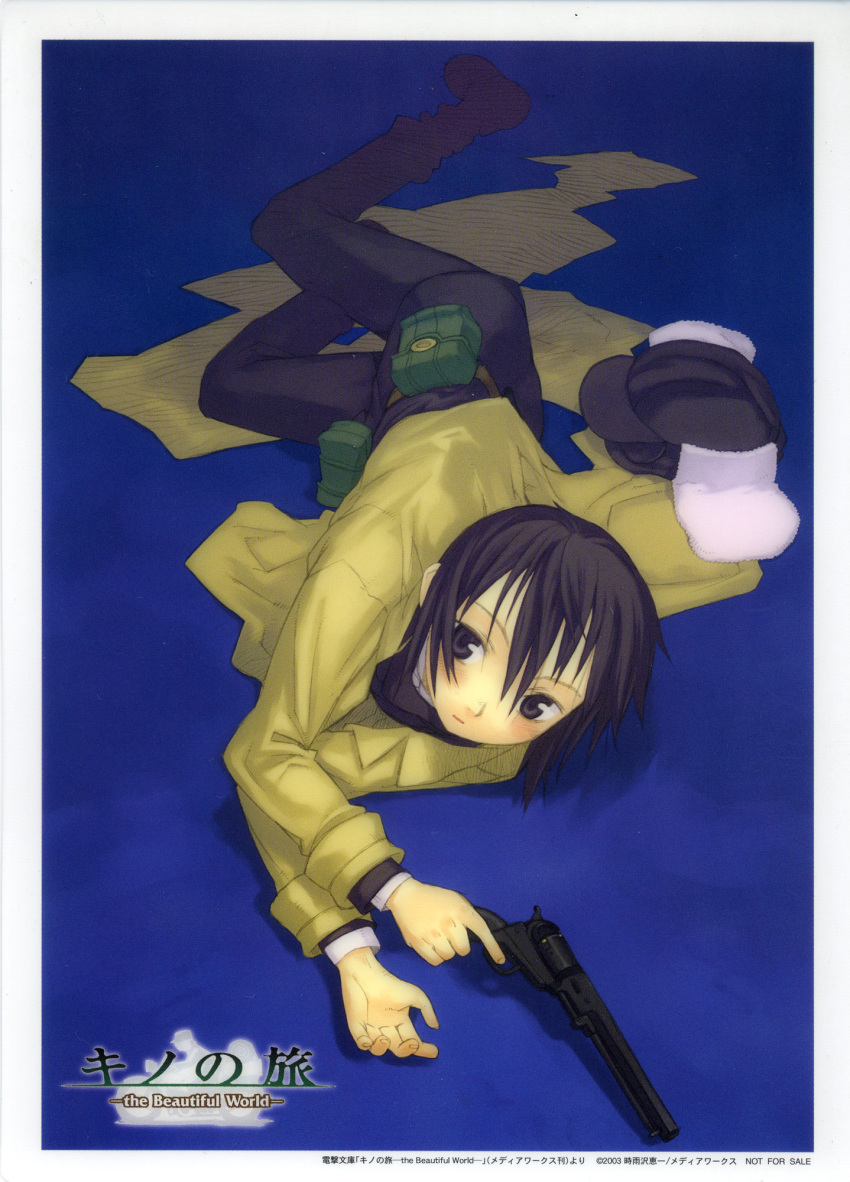 00s, 1girl, androgynous, fur_hat, gun, handgun, hat, highres