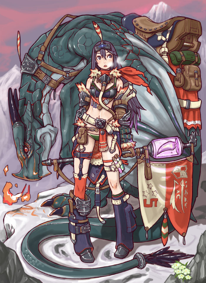 1girl, :o, arm_guards, armor, armored_boots, back, belt, belt_pouch