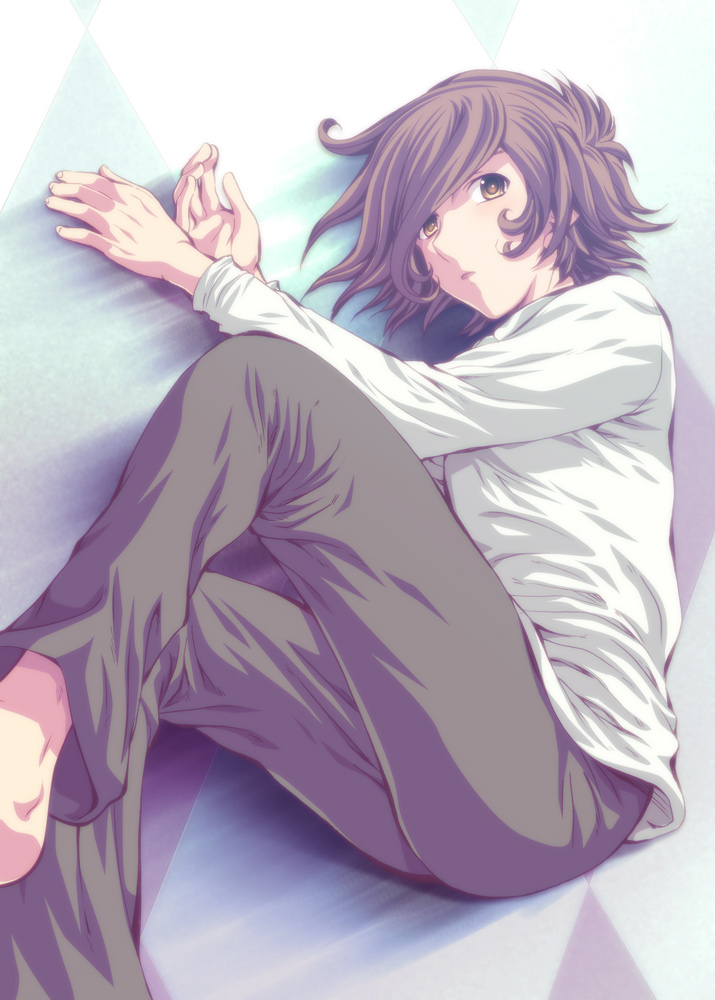 brown_eyes, brown_hair, ginga_tetsudou_monogatari, lying, male, manabu_yuki, pants, short_hair