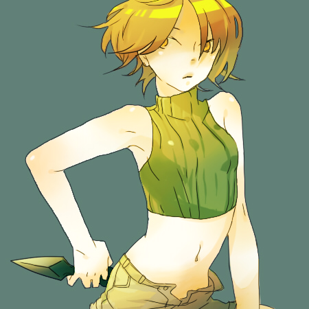 1girl, bare_shoulders, brown_eyes, brown_hair, final_fantasy, final_fantasy_vii, lowres, midriff