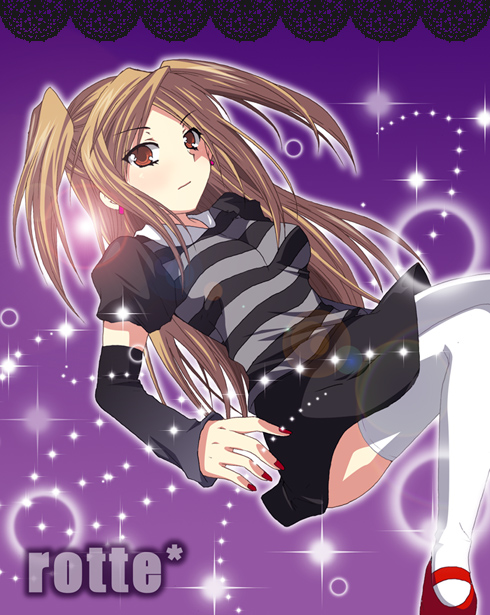 brown_hair, lotte, pop'n_music, thigh-highs, zettai_ryouiki