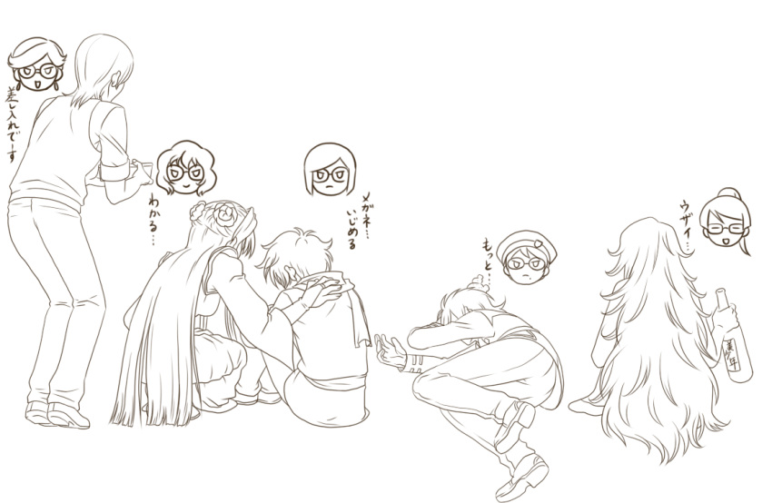 2girls, 3boys, billy_katagiri, glasses, gundam, gundam_00, kati_mannequin, louise_halevy's_mama
