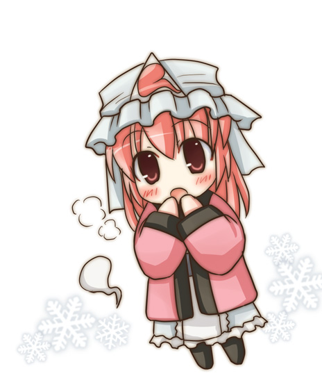 1girl, chibi, female, hat, lim-r, saigyouji_yuyuko, solo, touhou