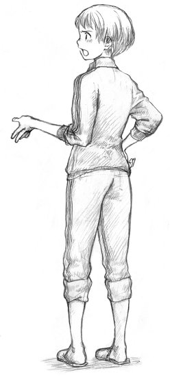 1girl, gym_uniform, mokyu_tasuku, mokyusuke, monochrome, original, short_hair, sketch, solo