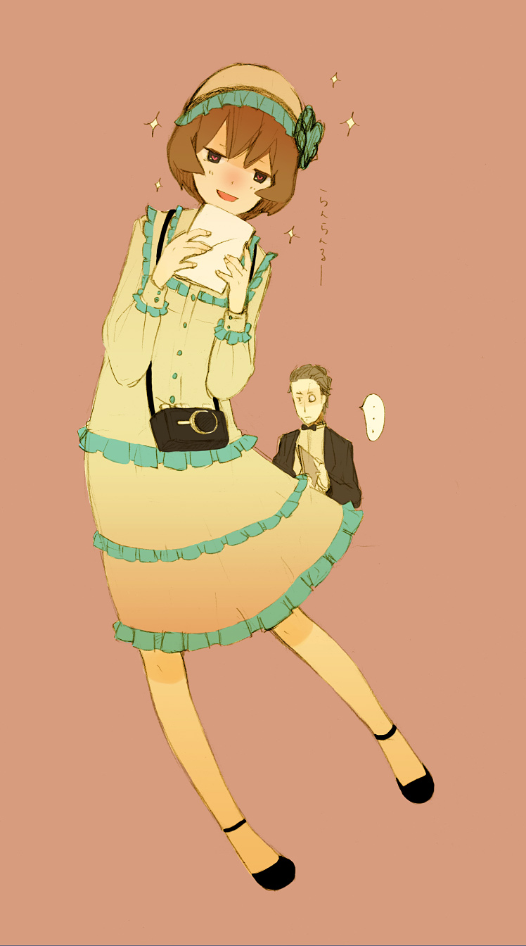 ..., 1boy, 1girl, baccano!, bad_id, blush, camera, carol