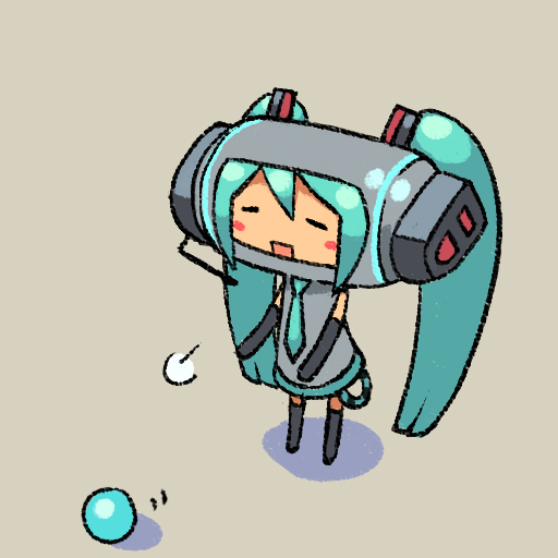 chan_co, chibi, hatsune_miku, katamari_damacy, parody, twintails, vocaloid