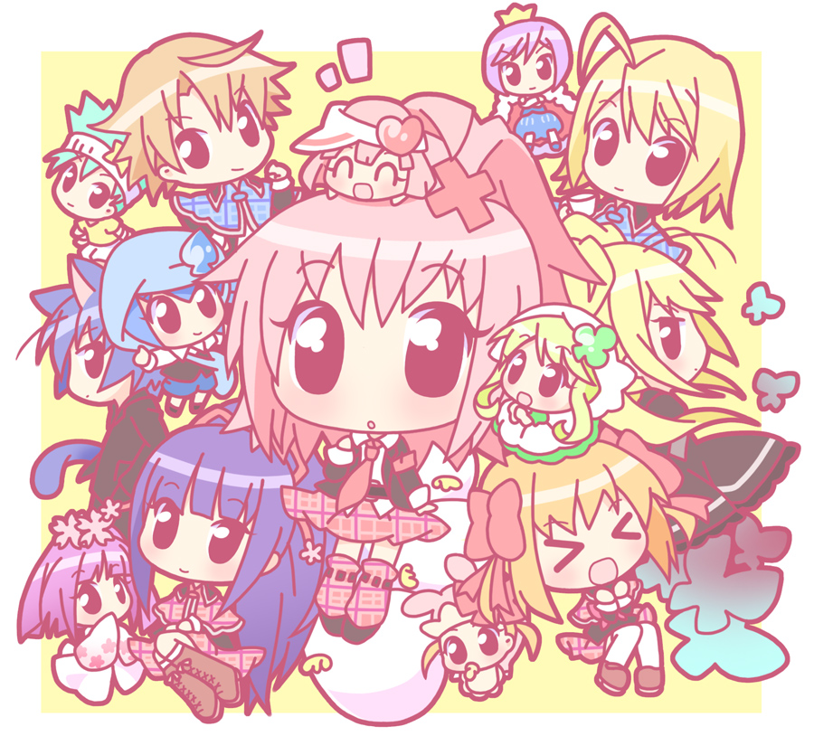 >_<, 4boys, 6+girls, chibi, closed_eyes, daichi_(shugo_chara!), fujisaki_nadeshiko, hinamori_amu