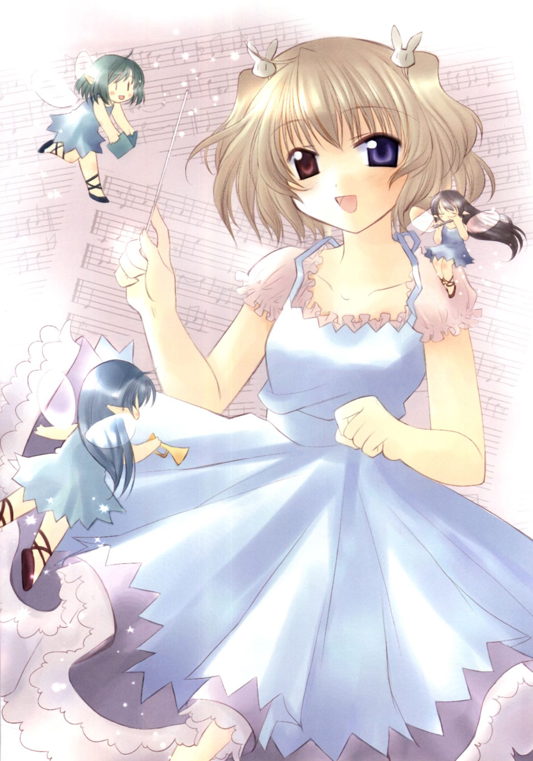 1girl, angelic_serenade, angelic_serenade_art_collection, artbook, band, baton, baton_(instrument), beamed_quavers