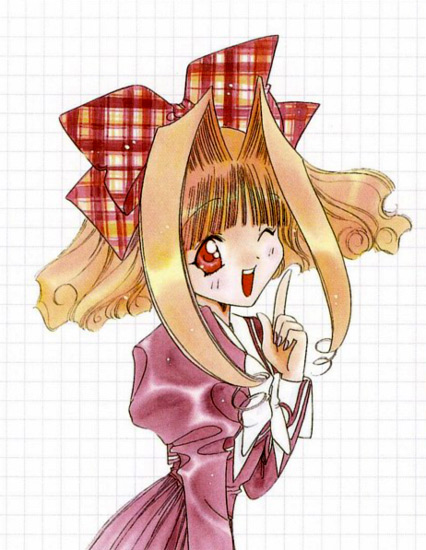 1girl, 90s, ;d, angel_flavor, artbook, bow, hair_bow, nanase_aoi