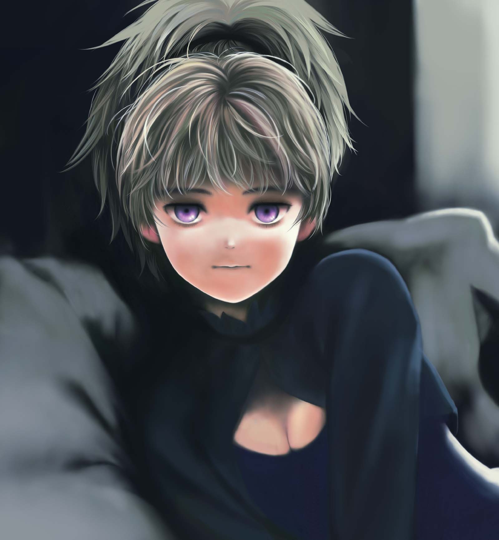 1girl, breasts, cleavage, cleavage_cutout, darker_than_black, highres, medium_breasts, solo