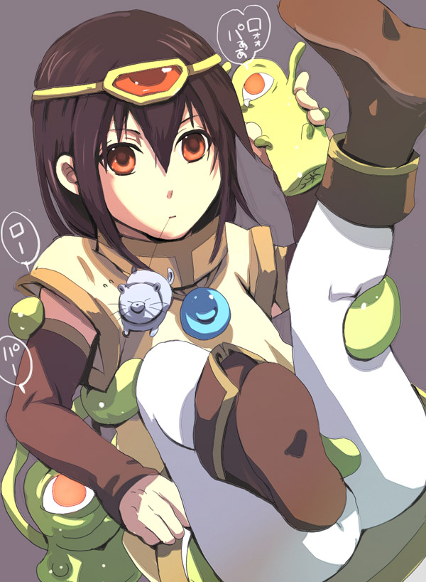 boots, bot, circlet, druaga_no_tou, elbow_gloves, gloves, jewelry, ki_(druaga), mouse, pendant, red_eyes, roper, skirt, tentacles
