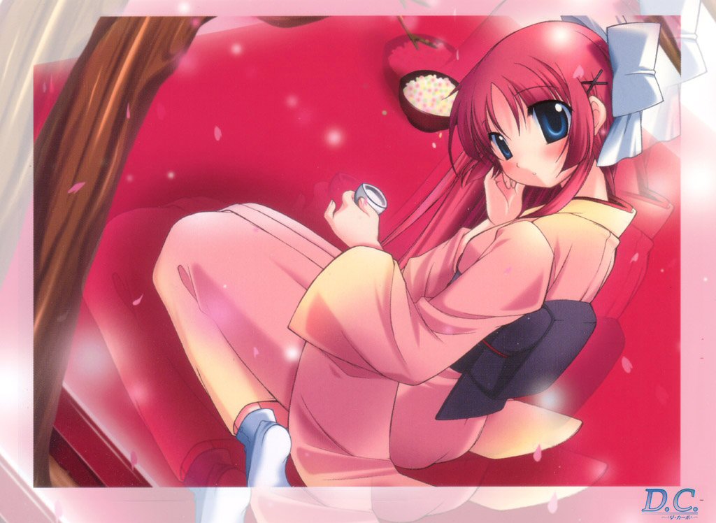 1girl, blue_eyes, da_capo, da_capo_i, drink, food, japanese_clothes, kimono
