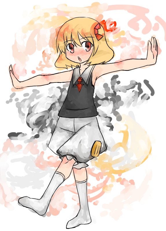 armpits, blonde_hair, bloomers, female, footwear, hands, hyara, outstretched_arms