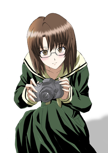 00s, 1girl, camera, lowres, maria-sama_ga_miteru, midori_(searchlight), solo, takeshima_tsutako