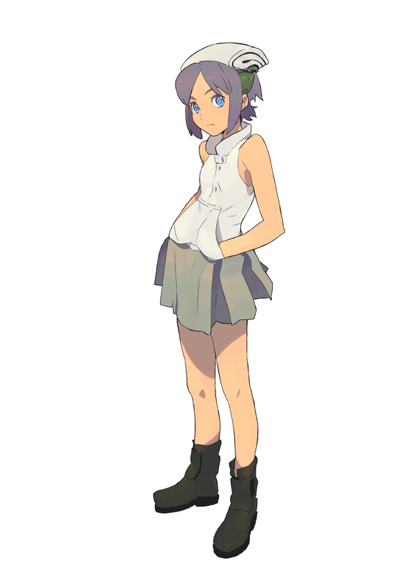 1girl, blue_eyes, blue_hair, bob_cut, hat, original, pleated_skirt, ryo_chimo
