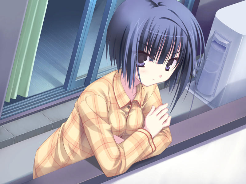 1girl, blue_eyes, blue_hair, crossed_arms, empty_x_embryo, game_cg, kobuichi, muririn