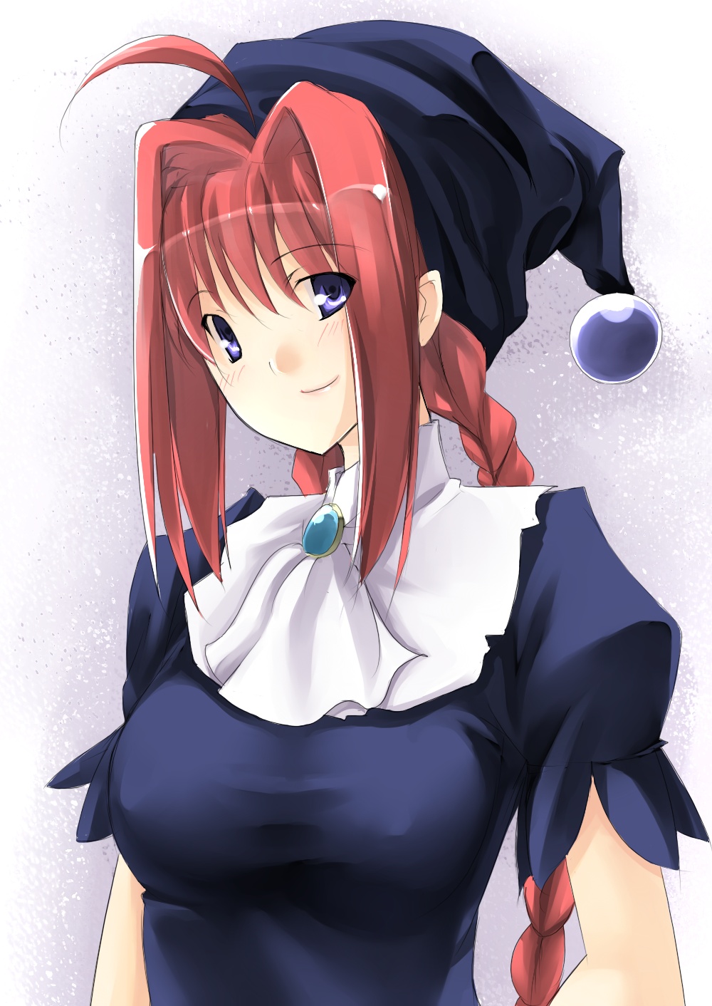 1girl, ahoge, blush, braid, breasts, dorothy, face, hat