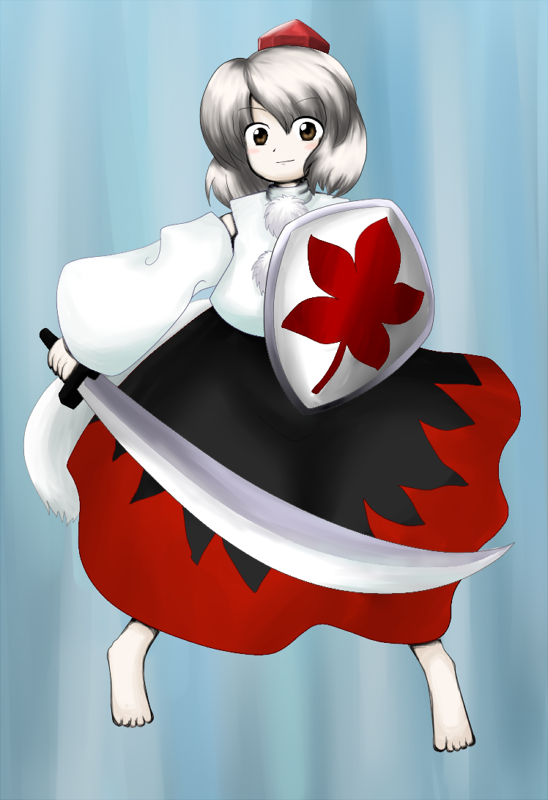 1girl, cynthia2, female, inubashiri_momiji, long_skirt, oota_jun'ya_(style), parody, sakuragi_rian