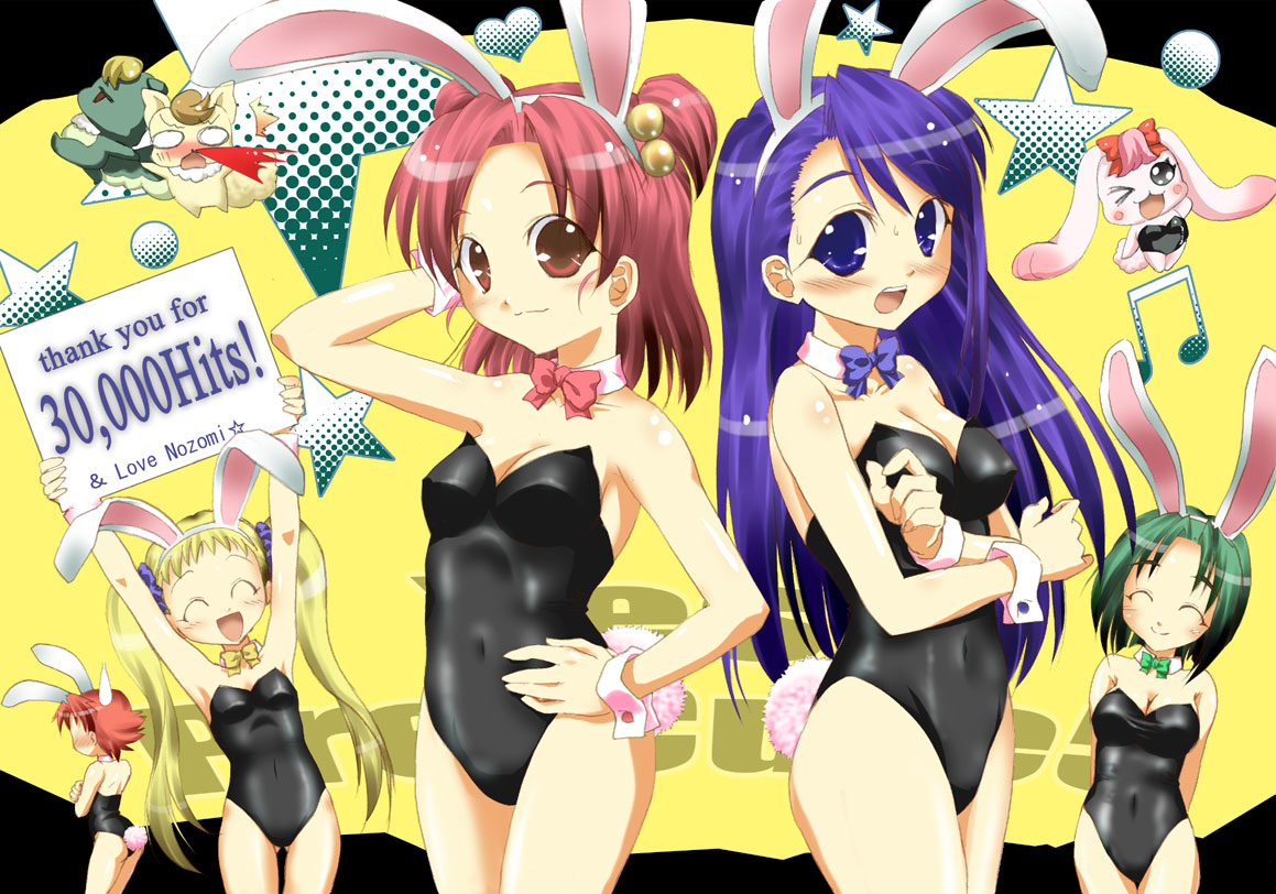 animal_ears, anpi, bare_legs, bunny_ears, bunnysuit, coco_(precure_5), futari_wa_pretty_cure, hits