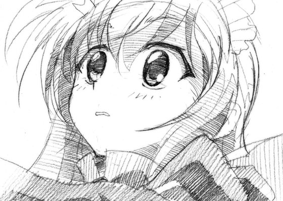 00s, farin, gofu, lyrical_nanoha, mahou_shoujo_lyrical_nanoha, monochrome, sketch, traditional_media
