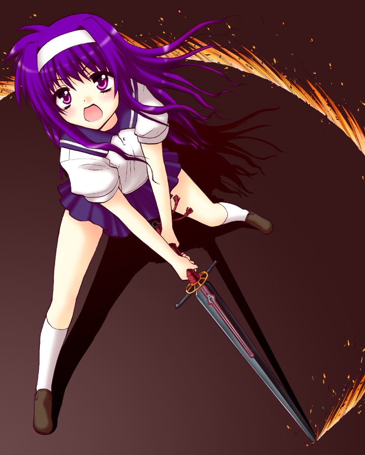long_hair, lyrical_nanoha, mahou_shoujo_lyrical_nanoha, minagi_mikoto, my-hime, parody, purple_hair, saki_chisuzu