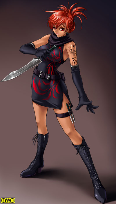 1girl, bare_shoulders, belt, black_footwear, black_gloves, boots, breasts, brown_eyes