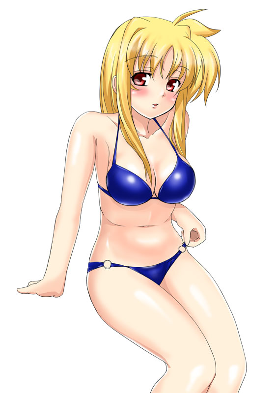 1girl, bikini, blonde_hair, fate_testarossa, lyrical_nanoha, mahou_shoujo_lyrical_nanoha, mahou_shoujo_lyrical_nanoha_strikers, nagii