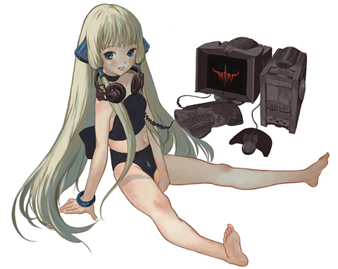 00s, aqua_eyes, arm_support, barefoot, bike_shorts, bikini, black, bracelet