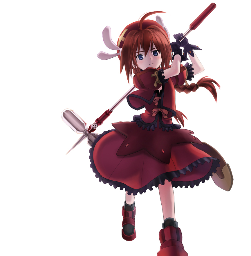 1girl, ahoge, ankle_boots, beret, boots, braid, dress, full_body
