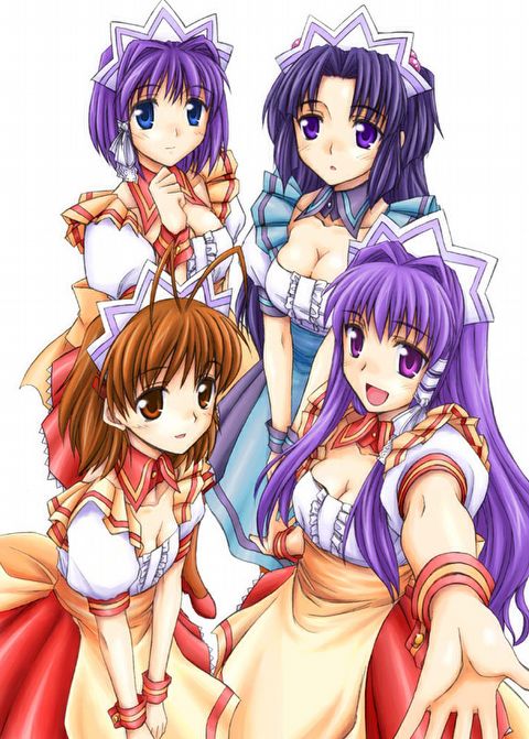 4girls, alternate_costume, atsumuchi, bad_id, breasts, clannad, cleavage, fujibayashi_kyou