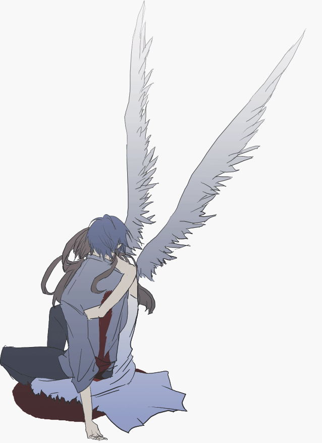 1boy, 1girl, alphekka, blood, blue_hair, juliet, juliet_fiammatta_ars_de_capulet, romeo