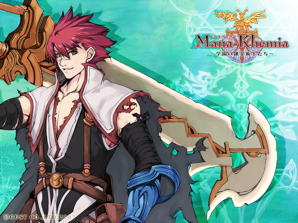 00s, 1boy, 2007, alchemy, aqua_background, atelier_(series), flay_gunnar, gust
