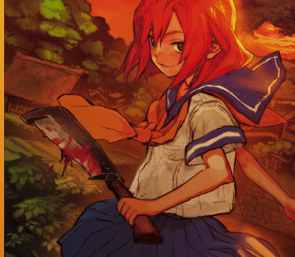 1girl, billhook, blood, hatchet, higurashi_no_naku_koro_ni, lowres, ryuuguu_rena, school_uniform