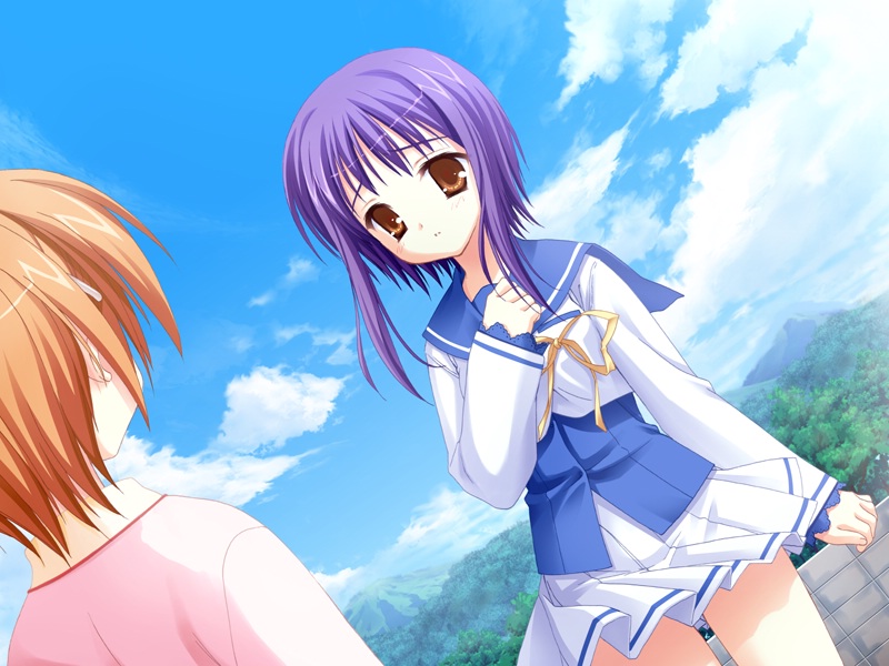1girl, bra-ban!, dutch_angle, forest, game_cg, kobuichi, landscape, mikage_sumi