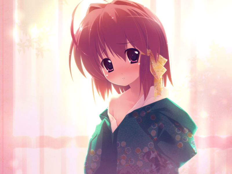 1girl, ahoge, bare_shoulders, blush, chinchickrin, colorful_aquarium, curtains, flat_chest