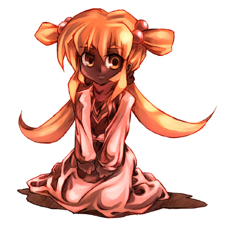 1girl, child, dark_skin, dress, dwarf, final_fantasy, final_fantasy_iv, hair_bobbles